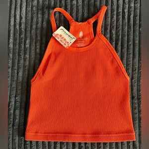 Free People Happiness Runs Crop Tank - Size XS/S - NWT - Ribbed Tank - Orange